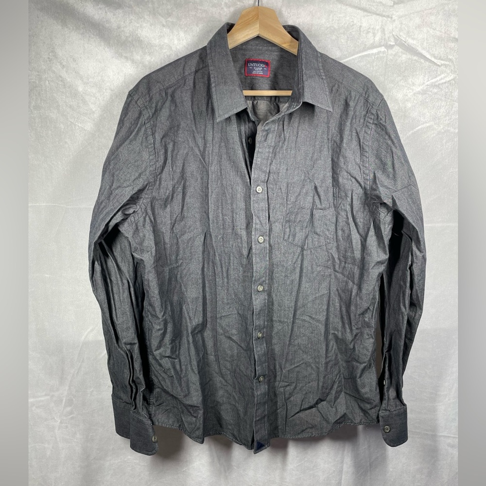Untuckit Grey Button Down Shirt Sz XL